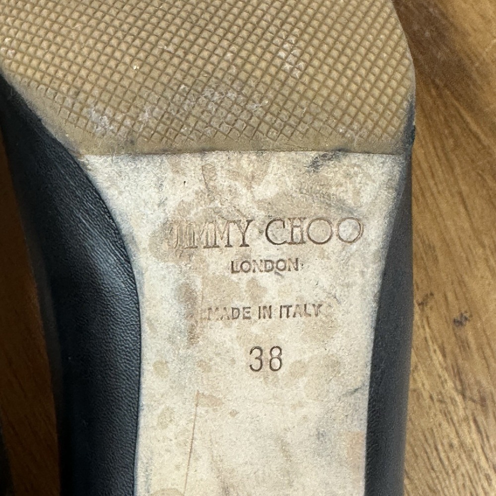 Womens Jimmy Choo Black Kid Leather Eleven Pointed Toe Pumps Heels Size EU 38 - Picture 11 of 14
